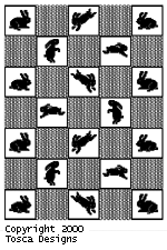 Pattern D: Bunnies at Play, squares tablecloth